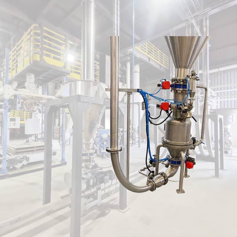 Dense-phase pneumatic conveying positive pressure tank conveyor
